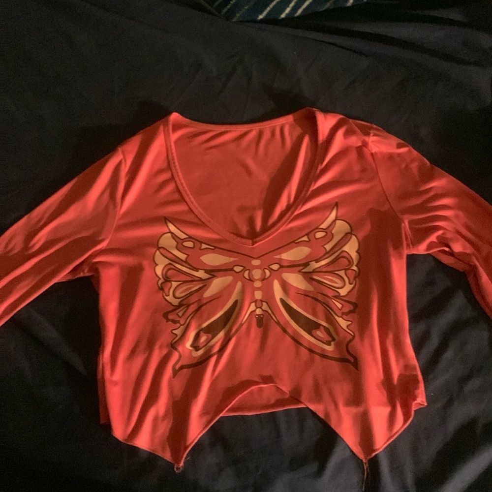 Pink Butterfly Crop Top